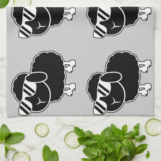 Cute Black Sheep Cartoon Theedoek (Gevouwen)