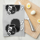 Cute Black Sheep Cartoon Theedoek (Quarter Fold)