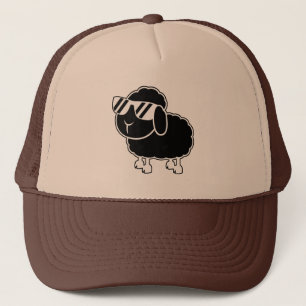Cute Black Sheep Cartoon Trucker Pet