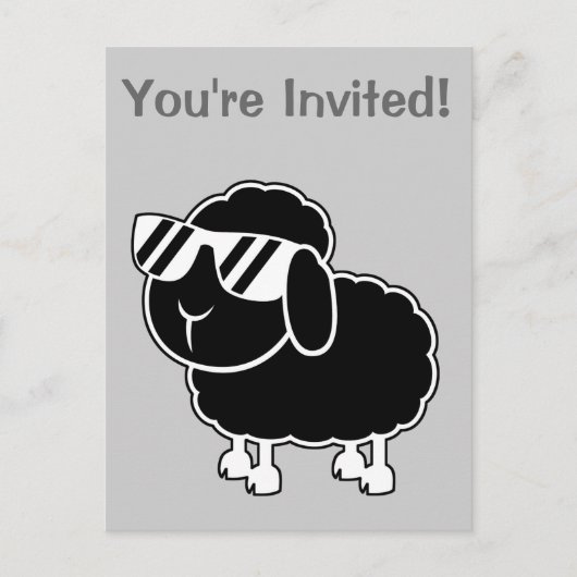 Cute Black Sheep Cartoon Uitnodiging Briefkaart (Voorkant)
