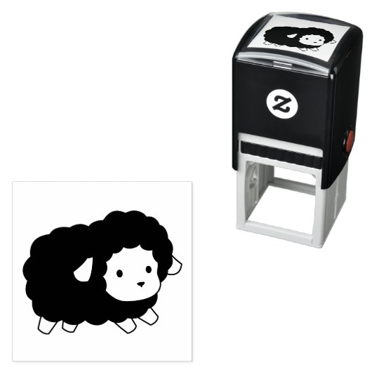 Cute Black Sheep Ewe Zelfinktende Stempel (In situ)