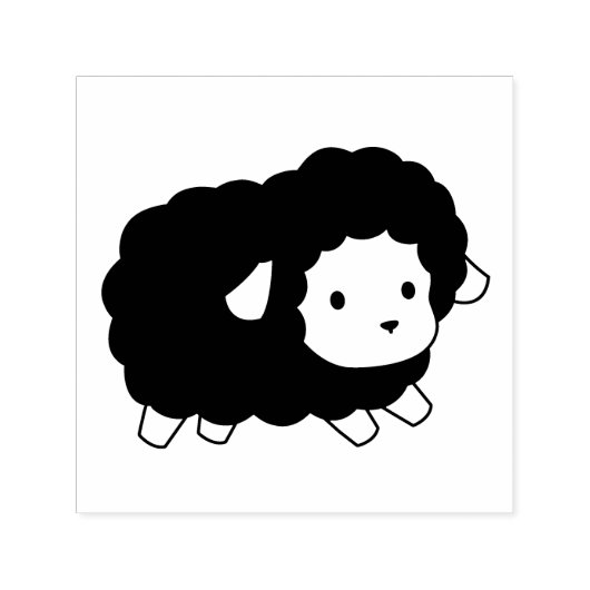 Cute Black Sheep Ewe Zelfinktende Stempel (Design)