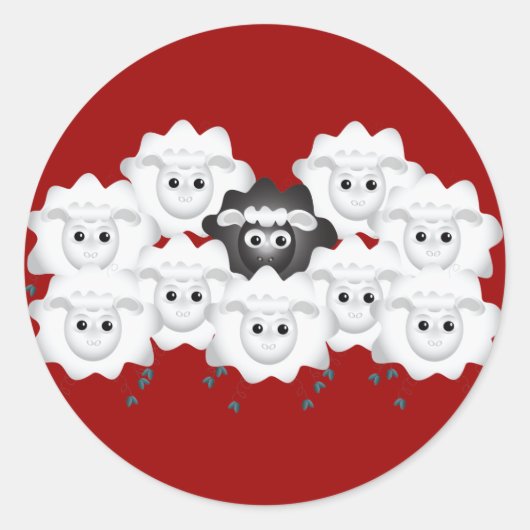 Cute Black Sheep of the Family Ronde Sticker (Voorkant)