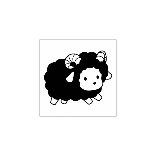 Cute Black Sheep Ram 2 Rubberstempel (Afrduk)