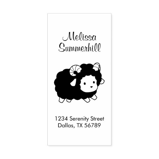Cute Black Sheep Ram Address Rubberstempel (Afrduk)