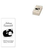 Cute Black Sheep Ram Address Rubberstempel (Gestempeld)
