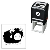 Cute Black Sheep Ram Zelfinktende Stempel (In situ)