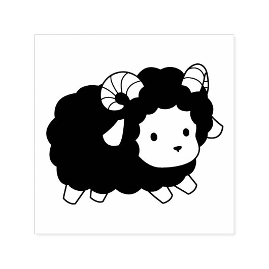 Cute Black Sheep Ram Zelfinktende Stempel (Design)