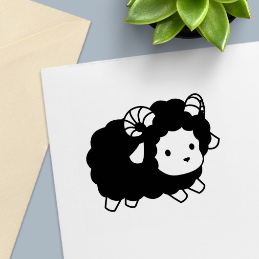 Cute Black Sheep Ram Zelfinktende Stempel
