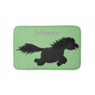 Cute black shetland pony illustration badmat