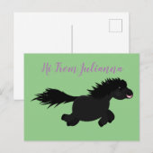 Cute black shetland pony illustration briefkaart (Voorkant / Achterkant)
