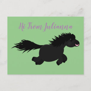 Cute black shetland pony illustration briefkaart