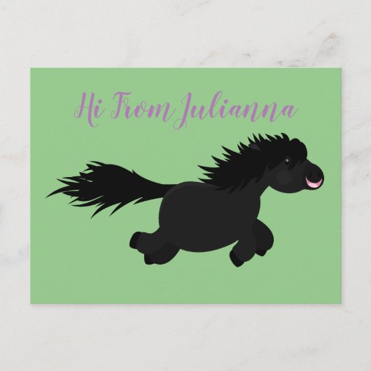 Cute black shetland pony illustration briefkaart (Voorkant)