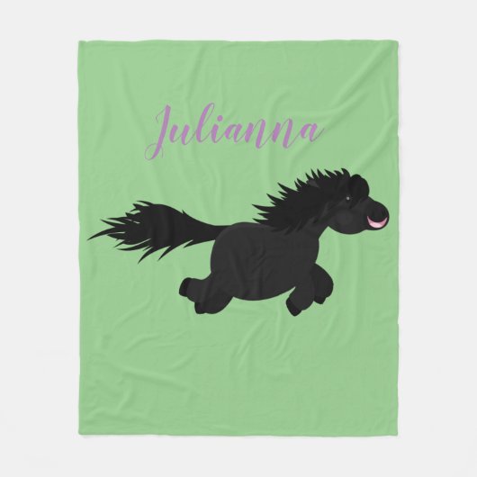 Cute black shetland pony illustration fleece deken (Voorkant)