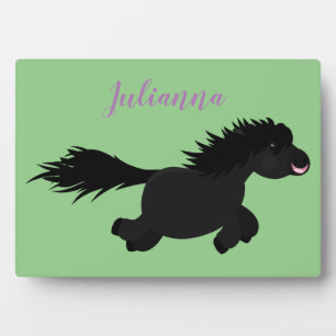 Cute black shetland pony illustration fotoplaat