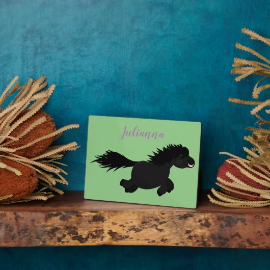 Cute black shetland pony illustration fotoplaat (Zijkant)