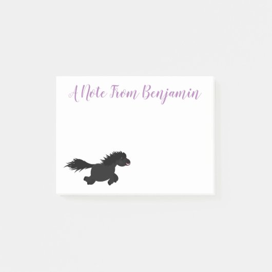 Cute black shetland pony illustration post-it® notes (Voorkant)