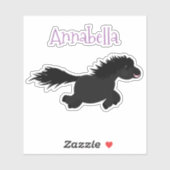 Cute black shetland pony illustration sticker (Vel)