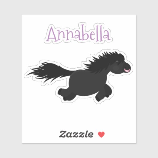 Cute black shetland pony illustration sticker (Vel)