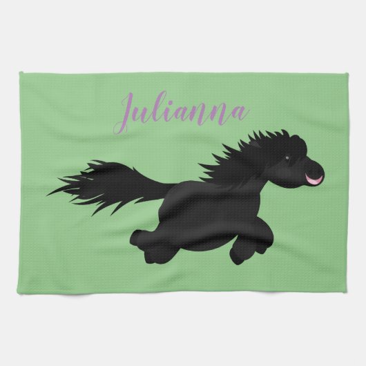 Cute black shetland pony illustration theedoek (Horizontaal)