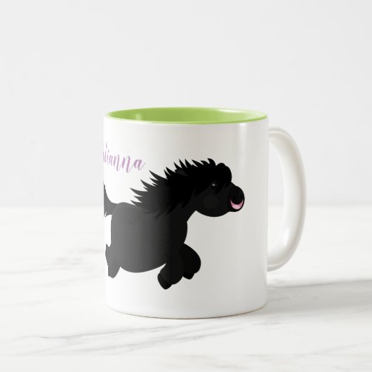 Cute black shetland pony illustration tweekleurige koffiemok (Voorkant rechts)