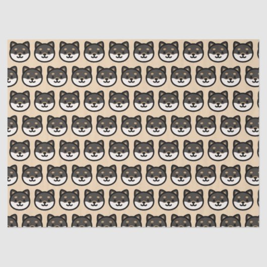 Cute black Shiba Inu Dog Face Tissuepapier (Voorkant)