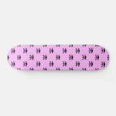 Cute Black Skull Pattern op roze achtergrond Persoonlijk Skateboard (Horizontaal)