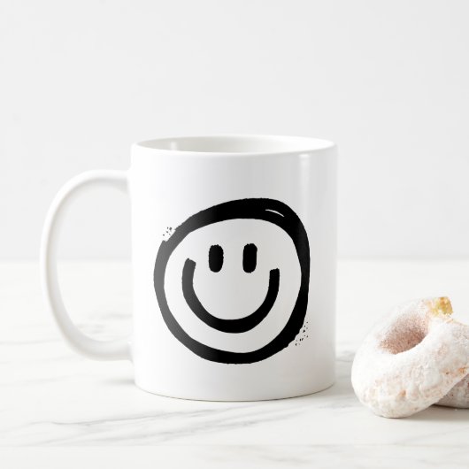 Cute Black Smile Face Koffiemok (Met donut)
