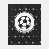 Cute Black Soccer Stars Pattern Girl Personalized Fleece Deken (Voorkant)