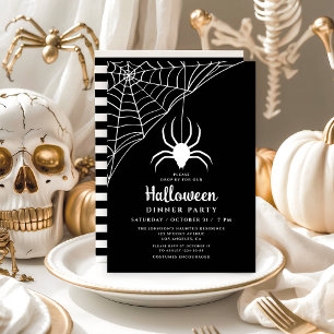 Cute Black Spider Halloween Dinner Party Kaart