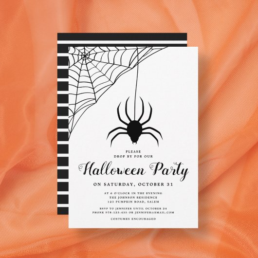 Cute Black Spider Halloween Party Kaart