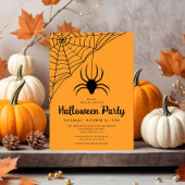 Cute Black Spider Halloween Party Kaart