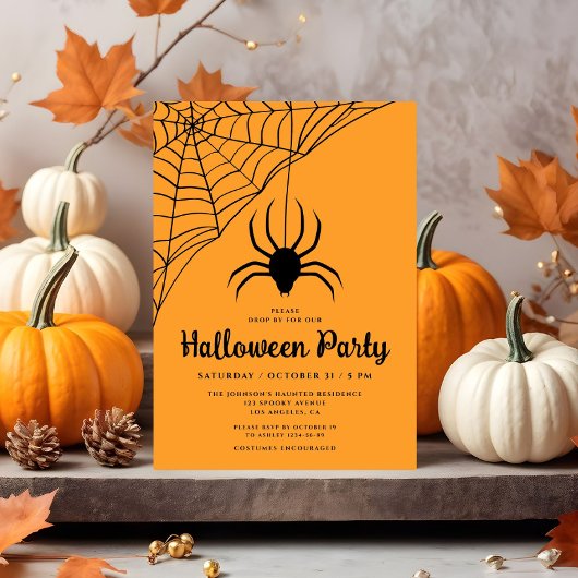 Cute Black Spider Halloween Party Kaart