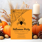 Cute Black Spider Halloween Party Kaart