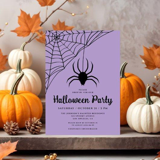 Cute Black Spider Halloween Party Kaart