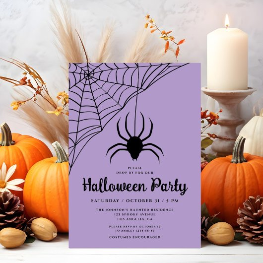 Cute Black Spider Halloween Party Kaart