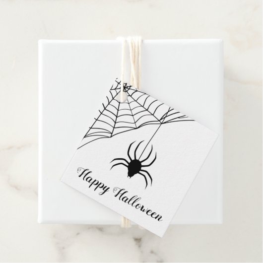 Cute Black Spider Happy Halloween Bedankjes Labels (In situ)