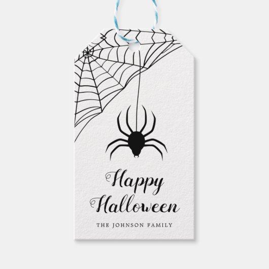 Cute Black Spider Happy Halloween Cadeaulabel (Voorkant)