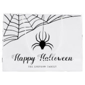 Cute Black Spider Happy Halloween Groot Cadeauzakje (Achterkant)