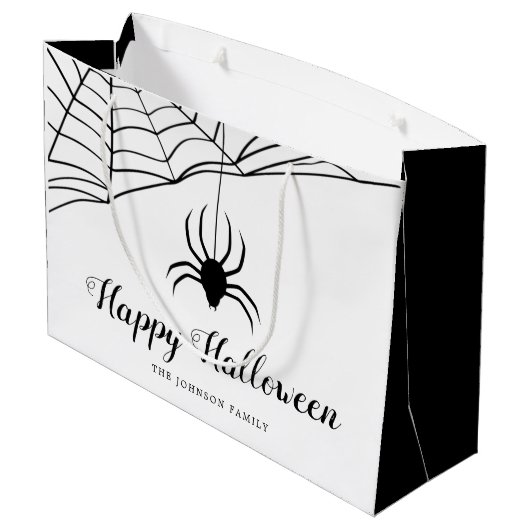 Cute Black Spider Happy Halloween Groot Cadeauzakje (Achterkant Gekanteld)