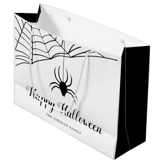 Cute Black Spider Happy Halloween Groot Cadeauzakje (Voorkant Gekanteld)