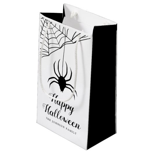 Cute Black Spider Happy Halloween Klein Cadeauzakje (Achterkant Gekanteld)