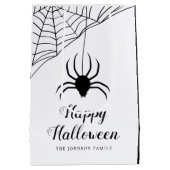 Cute Black Spider Happy Halloween Medium Cadeauzakje (Achterkant)