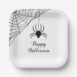 Cute Black Spider Happy Halloween Papieren Bordje