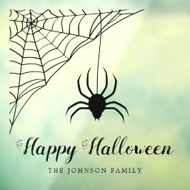 Cute Black Spider Happy Halloween Raamsticker