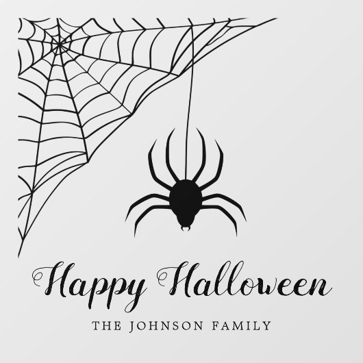 Cute Black Spider Happy Halloween Raamsticker (Vel)