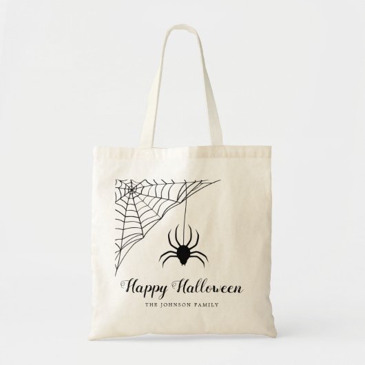 Cute Black Spider Happy Halloween Tote Bag (Voorkant)