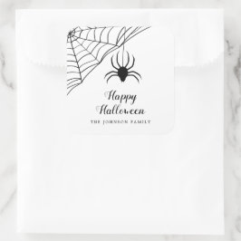 Cute Black Spider Happy Halloween Vierkante Sticker