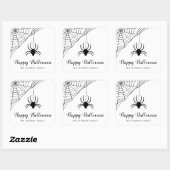 Cute Black Spider Happy Halloween Vierkante Sticker (Vel)