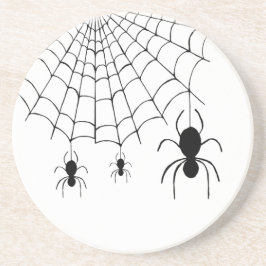 Cute Black Spider Web Halloween Zandsteen Onderzetter